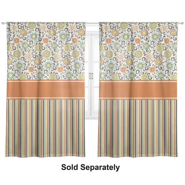 Swirls, Floral & Stripes Curtain 112x80 - Lined