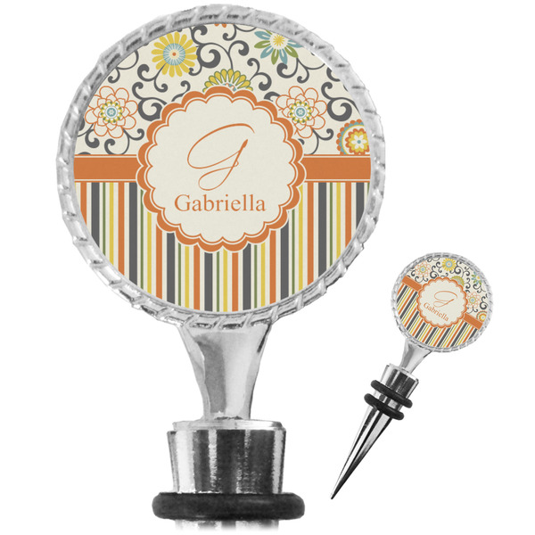Custom Swirls, Floral & Stripes Wine Bottle Stopper (Personalized)