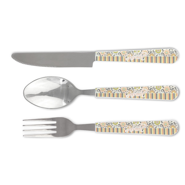 Custom Swirls, Floral & Stripes Cutlery Set (Personalized)