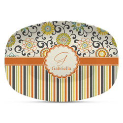 Swirls, Floral & Stripes Plastic Platter - Microwave & Oven Safe Composite Polymer (Personalized)