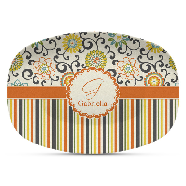 Custom Swirls, Floral & Stripes Plastic Platter - Microwave & Oven Safe Composite Polymer (Personalized)