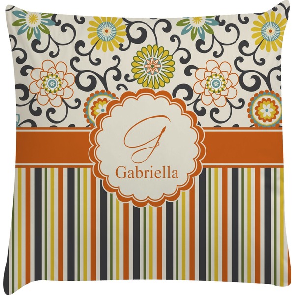 Custom Swirls, Floral & Stripes Decorative Pillow Case (Personalized)