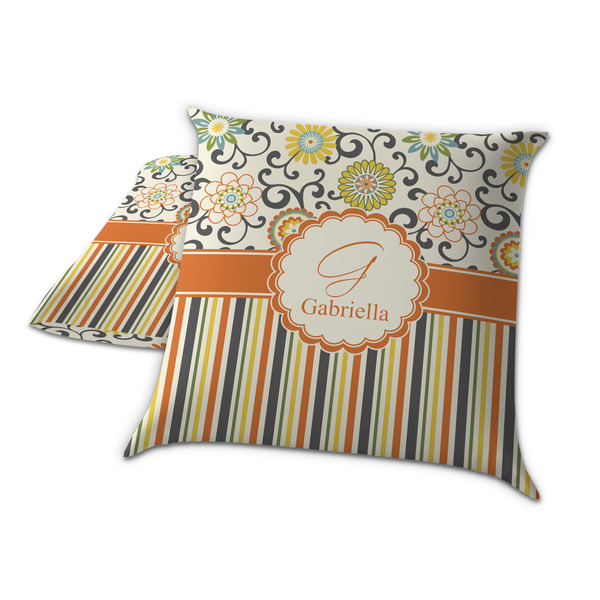 Swirls, Floral & Stripes Decorative Pillow Case - TWO