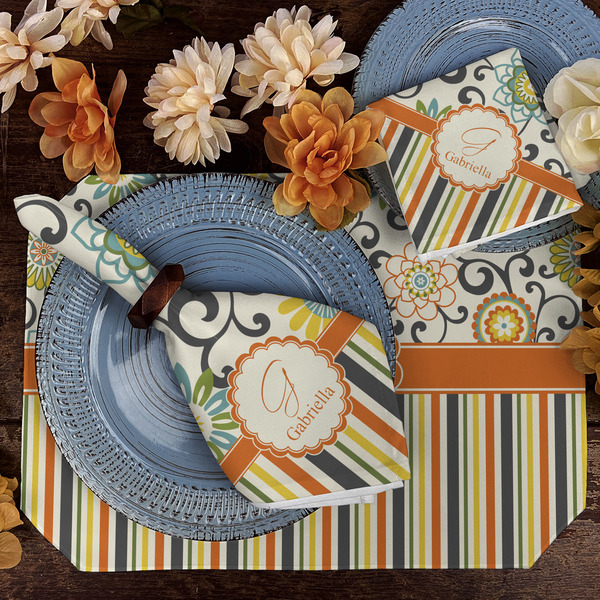 Swirls, Floral & Stripes Dining Set