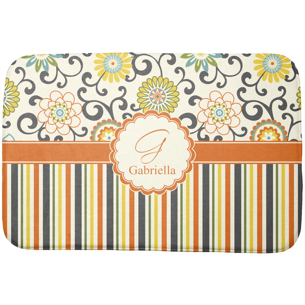 Custom Swirls, Floral & Stripes Dish Drying Mat (Personalized)