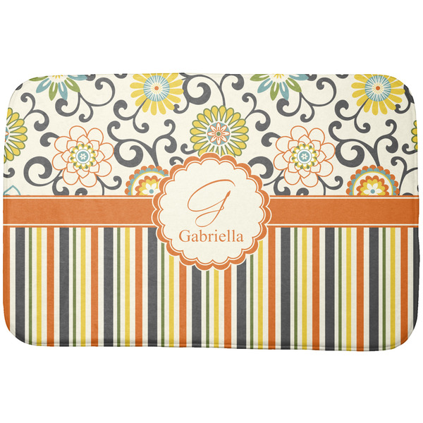 Custom Swirls, Floral & Stripes Dish Drying Mat (Personalized)