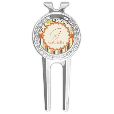 Swirls, Floral & Stripes Golf Divot Tool & Ball Marker (Personalized)