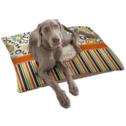 Swirls, Floral & Stripes Dog Bed - Large w/ Name and Initial