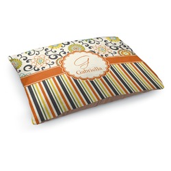 Swirls, Floral & Stripes Dog Bed - Medium w/ Name and Initial