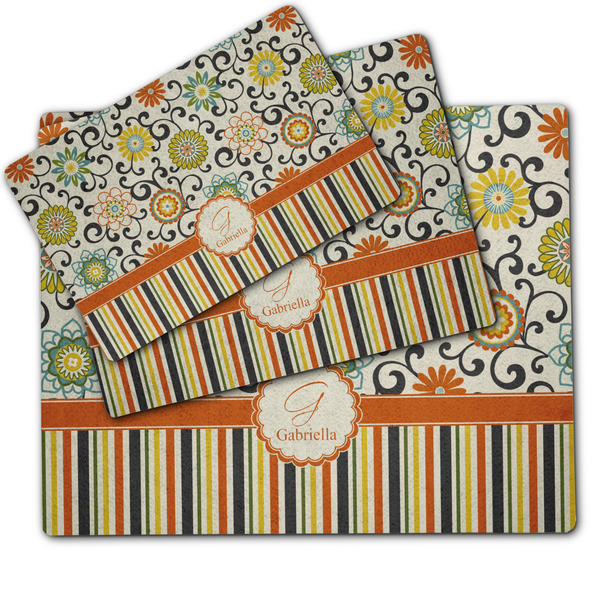 Swirls, Floral & Stripes Dog Food Mat - MAIN (sm, med, lrg)