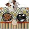 Swirls, Floral & Stripes Dog Food Mat - Medium w/ Name and Initial