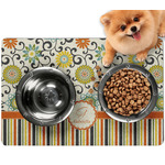 Swirls, Floral & Stripes Dog Food Mat - Small w/ Name and Initial