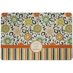 Swirls, Floral & Stripes Dog Food Mat w/ Name and Initial