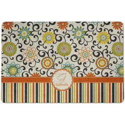 Swirls, Floral & Stripes Dog Food Mat w/ Name and Initial