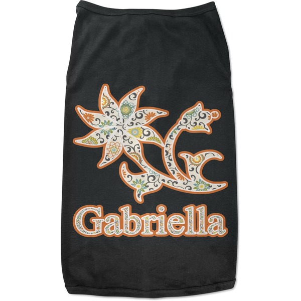Custom Swirls, Floral & Stripes Black Pet Shirt - L (Personalized)