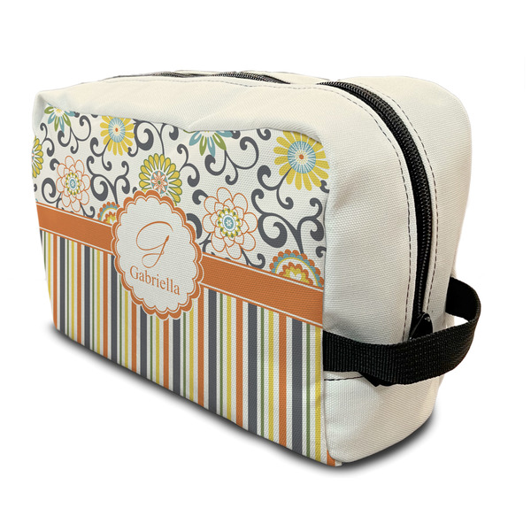Custom Swirls, Floral & Stripes Toiletry Bag / Dopp Kit (Personalized)