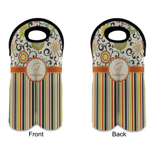 Swirls, Floral & Stripes Double Wine Tote - APPROVAL (new)