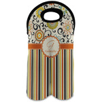 Swirls, Floral & Stripes Wine Tote Bag (2 Bottles) (Personalized)