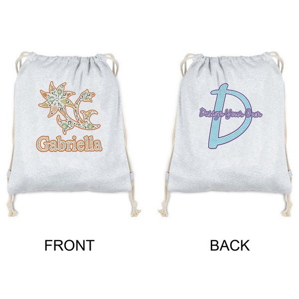 Swirls, Floral & Stripes Drawstring Backpacks - Sweatshirt Fleece - Double Sided - APPROVAL