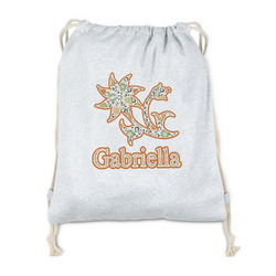 Swirls, Floral & Stripes Drawstring Backpack - Sweatshirt Fleece - Double Sided (Personalized)