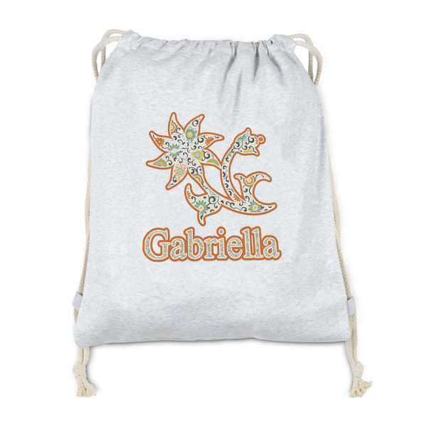 Custom Swirls, Floral & Stripes Drawstring Backpack - Sweatshirt Fleece (Personalized)