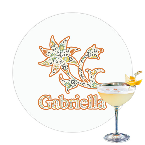 Custom Swirls, Floral & Stripes Printed Drink Topper (Personalized)