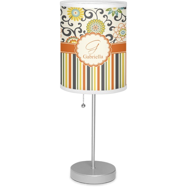 Custom Swirls, Floral & Stripes Lamp with Drum Shade (Personalized)