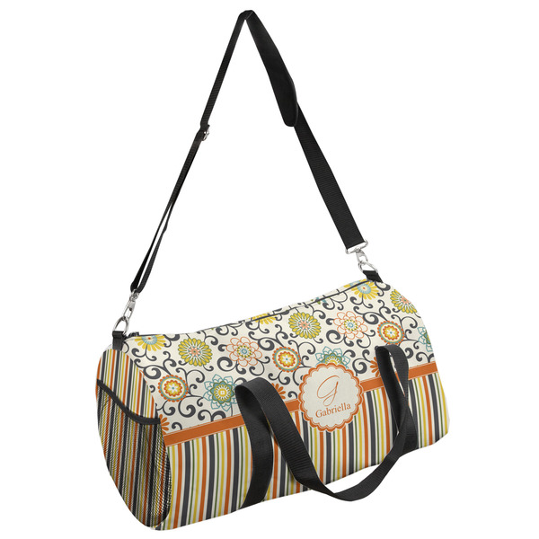 Custom Swirls, Floral & Stripes Duffel Bag (Personalized)