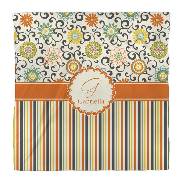 Swirls, Floral & Stripes Duvet Cover - Queen - Front