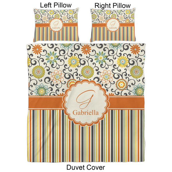 Swirls, Floral & Stripes Duvet Cover Set - Queen - Approval