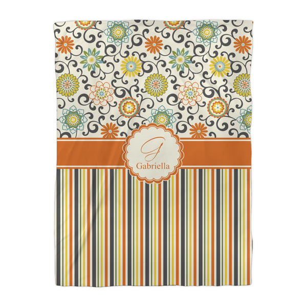 Swirls, Floral & Stripes Duvet Cover - Twin XL - Front