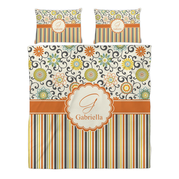 Swirls, Floral & Stripes Duvet cover Set - Queen - Alt Approval