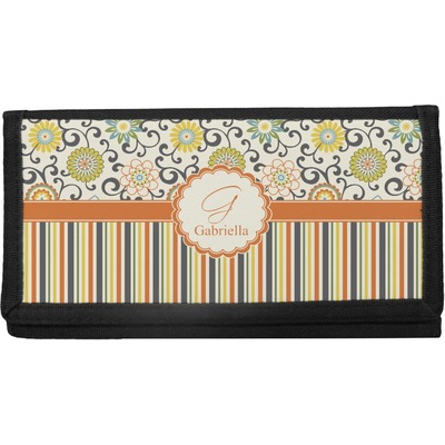 Swirls, Floral & Stripes Canvas Checkbook Cover (Personalized)
