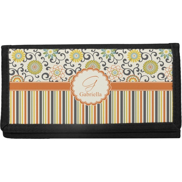 Custom Swirls, Floral & Stripes Canvas Checkbook Cover (Personalized)