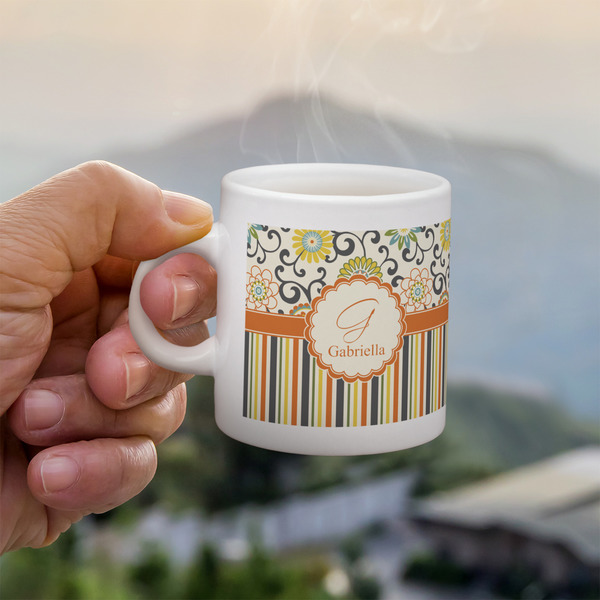 Custom Swirls, Floral & Stripes Single Shot Espresso Cup - Single (Personalized)