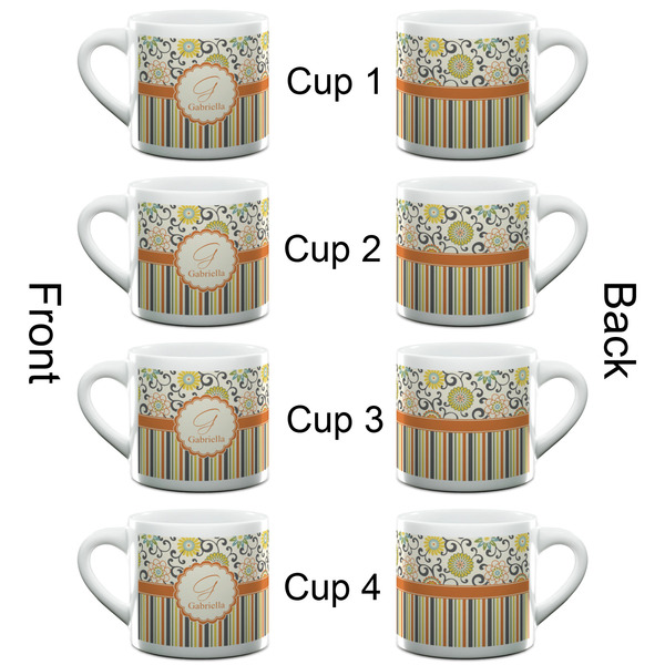 Swirls, Floral & Stripes Espresso Cup - 6oz (Double Shot Set of 4) APPROVAL