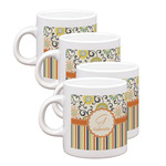 Swirls, Floral & Stripes Single Shot Espresso Cups - Set of 4 (Personalized)