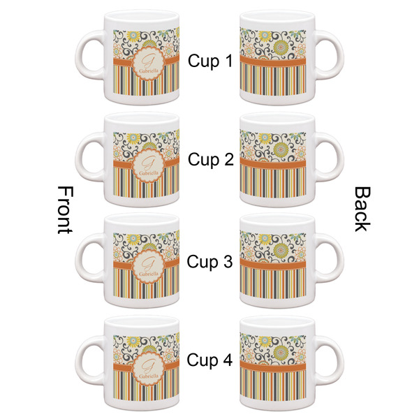 Swirls, Floral & Stripes Espresso Cup Set of 4 - Apvl