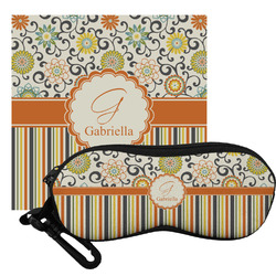Swirls, Floral & Stripes Eyeglass Case & Cloth (Personalized)