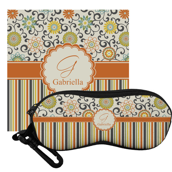 Custom Swirls, Floral & Stripes Eyeglass Case & Cloth (Personalized)