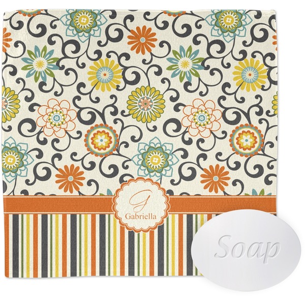 Swirls, Floral & Stripes Wash Cloth with soap