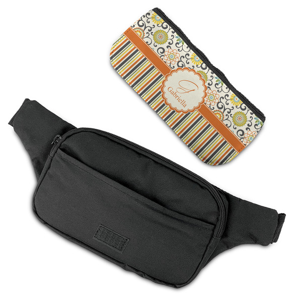 Swirls, Floral & Stripes Fanny Packs - FLAT (flap off)