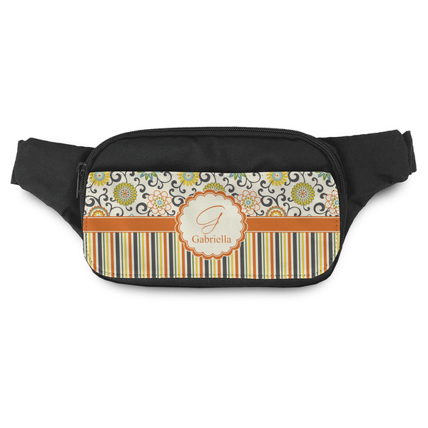 Custom Swirls, Floral & Stripes Fanny Pack - Modern Style (Personalized)