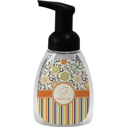 Swirls, Floral & Stripes Foam Soap Bottle - Black (Personalized)