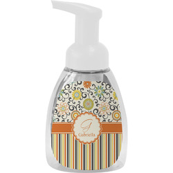 Swirls, Floral & Stripes Foam Soap Bottle - White (Personalized)
