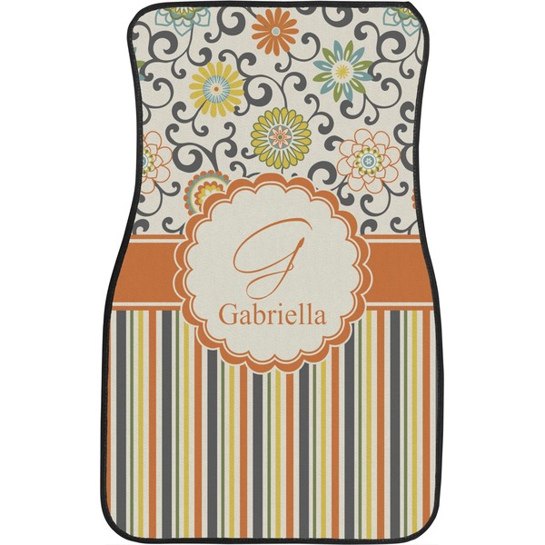 Swirls, Floral & Stripes Custom Car Floor Mats (Front Seat)
