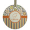Swirls, Floral & Stripes Frosted Glass Ornament - Round