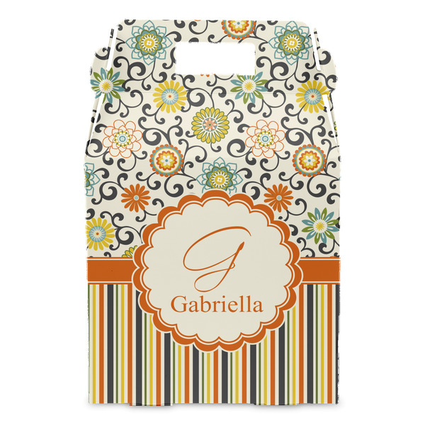 Swirls, Floral & Stripes Gable Favor Box - Front