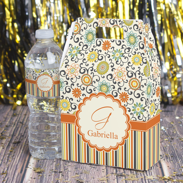 Swirls, Floral & Stripes Gable Favor Box - In Context