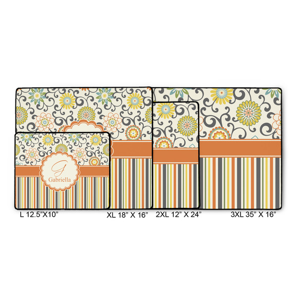 Swirls, Floral & Stripes Gaming Mats - SIZE CHART
